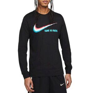 Nike Men Game So Fresh Basketball Long Sleeve Shirt DN2996-010 Black Size Large